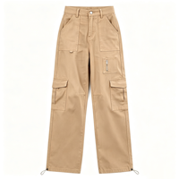 Pantalon cargo taille haute pour femme, coupe large, décontracté et confortable, sept poches, extensible et doux, style décontracté