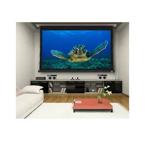 16:9 150 "4K HD Home Cinema Bermotor Tab Layar Tegang, Dinding Mount Layar Proyeksi