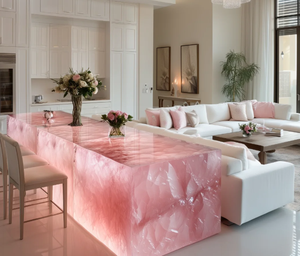 Comptoir en marbre poli moderne et luxueux avec éclairage intégré pour villa, hôtel, cuisine, îlot, salon, salle à manger, parc - Product Image 6