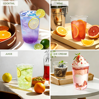 Gobelets en plastique transparents écologiques pour boissons froides, bubble tea, glaces, café, avec couvercles, impression de logo personnalisée, 12 oz, PET PLA, 90 mm