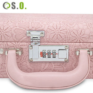 Boîte de rangement à bijoux de voyage portable en cuir PU rose personnalisée, élégante, pour boucles d'oreilles, colliers, organiseur de bijoux pour fille - Product Image 6