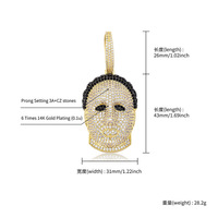 Colliers pendentifs tête de personnage Hip Hop, chaîne corde Iced Out, couleur or, zircon cubique, pour hommes et femmes, bijoux Bling style rappeur rock