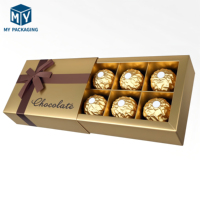 Boîte à chocolat de luxe avec fenêtre transparente, logo personnalisé, feuille d'or, papier gaufré UV, emballage écologique, recyclable, boîte cadeau