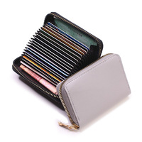 Porte-cartes de visite pour femmes/hommes, gris, porte-cartes bancaires/d'identité/de crédit, 20 emplacements, en cuir PU, étui de protection, porte-monnaie