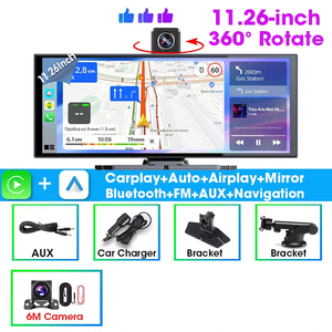 Nuevo 11.26 Pulgadas 360 °   Cámara para Auto DVR 4K con Rotación, Inalámbrica, Compatible con Carplay y Android Auto, Pantalla Integrada, Cámara Trasera 1080P, Grabador de Video con Navegación - Product Image 4