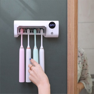 Soporte de pared recargable para cepillos de dientes, sin taladrar, 4 ranuras, limpiador UV con función de temporizador para baño - Product Image 5