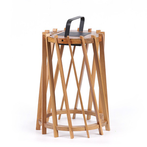 Iluminación solar <span class=keywords><strong>para</strong></span> jardín, farolillos colgantes <span class=keywords><strong>para</strong></span> el suelo del patio trasero al aire libre, con energía solar LED, fácil de instalar, marco de madera, Lámpara decorativa de estilo natural - Product Image 4