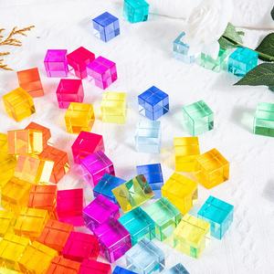 Children's INS Wooden Light-Transmitting Educational Building Block Set with Assembly Cube Rainbow <strong>Gem</strong> Crystal Building Blocks - Product Image 2