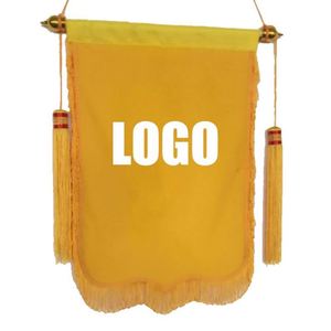 Fanions triangulaires à franges dorées en tissu de qualité supérieure, mât de drapeau en fibre de carbone, logo personnalisé, réalisations d'entreprise, marque - Product Image 4