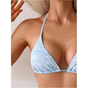 Ensemble de bikini personnalisé pour femme, maillot de bain deux pièces imprimé, triangle halter, string, extensible, à nouer sur les côtés - Product Image 3