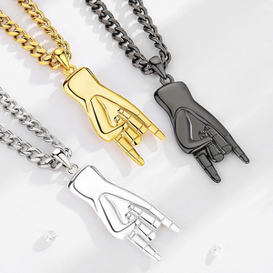 Changda S925 Mano <span class=keywords><strong>Cornuto</strong></span> Cornicello corne italienne poivre chanceux main Protection amulette bijoux italien main collier pour hommes - Product Image 1