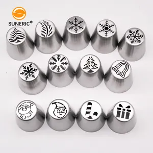 Wholesale stainless steel russian icing piping tips set Christmas cake nozzle for pastry baking