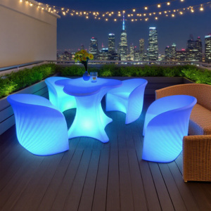 Illuminated Rustic Bar <strong>Table</strong> and Chairs Waterproof Plastic Furniture for Outdoor Parties for Home Bars Hotels Supermarkets - Product Image 1
