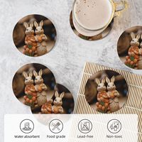 Sous-verres absorbants en céramique (lot de 6) avec base en liège et support en PC pour la protection des tables de voiture et de café