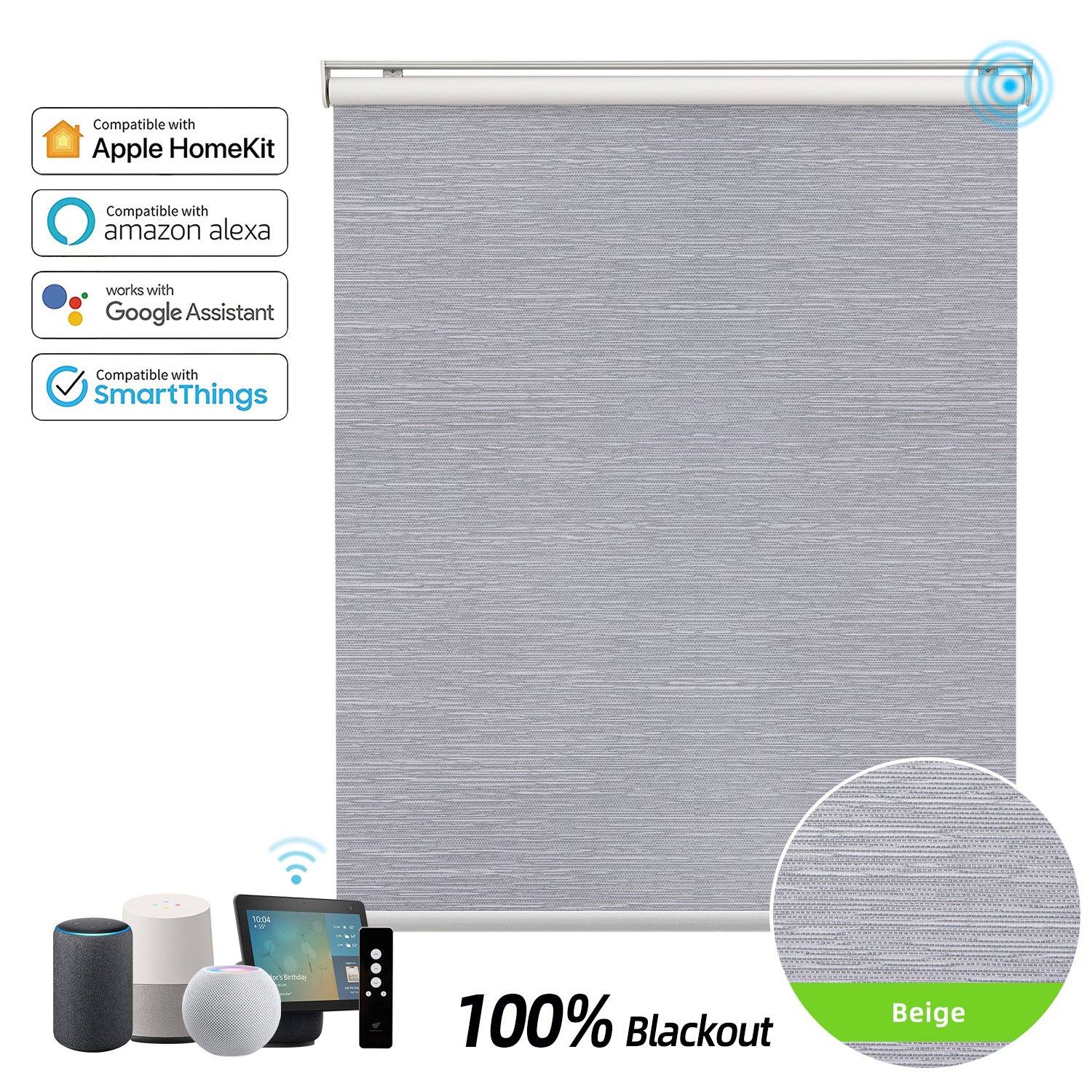 Zigbee Wifi Google Alexa Homekit Motorized Roll Down Shade Motor Blind Electronic Curtains Smart Blinds