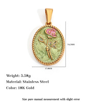 Pendentifs Breloques en Acier Inoxydable Motif Fleur Mignonne Style Français Vintage Émail Coulé