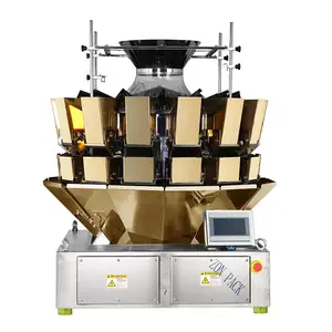 New electronic 10 heads multihead combination weigher machine for sticky food/biscuit/candy/fries/peanut