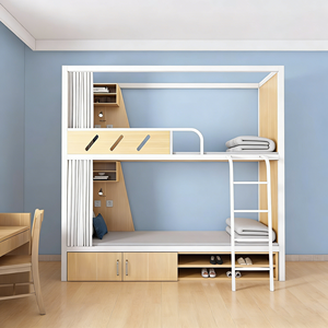 Cama litera de acero y madera de alta calidad con estructura de hierro para dormitorio, hospital, personal de hotel, albergue juvenil, apartamento, dormitorio, cama metálica - Product Image 3
