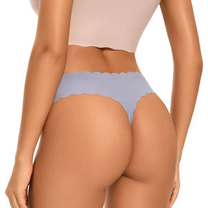 カスタムロゴ入りシームレススカラップトリムソング、女性用通気性パンティー、ソフトで伸縮性のある女性用下着 - Product Image 3