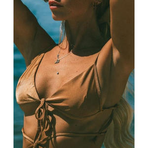 مجموعة بيكيني نسائية مثيرة من ثلاث قطع من HTHS، منخفضة الخصر، مقاومة للماء، قابلة للتنفس، مضادة للأشعة فوق البنفسجية، مصنوعة من السباندكس/النايلون مع طباعة رقمية - Product Image 5