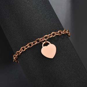 Pulsera de acero inoxidable personalizada Rolls <span class=keywords><strong>Royce</strong></span> chapada en oro de 18 quilates, colgante en forma de corazón en blanco, texto personalizable para uso diario - Product Image 3