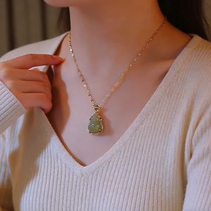 Titanium Steel Gourd <b>Necklace</b> With Bezel Setting For Daily Wear Gift Jewelry - Product Image 3