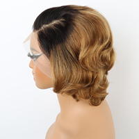 Perruques Courtes Coupe Pixie en Cheveux Humains Brésilien 13x4, Entièrement Transparentes, Glueless, pour Femmes Noires