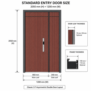 <span class=keywords><strong>Porte</strong></span> d'entrée moderne en acier à grain de bois vertical avec transfert <span class=keywords><strong>thermique</strong></span>, sécurisée pour la maison <span class=keywords><strong>et</strong></span> la villa, anti-effraction - Product Image 4