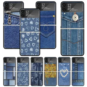 1000+ designs Custom Jeans Cowboy Denim Silicone Case for Samsung Samsung Galaxy Z Flip 3 4 5 UV Printing Sublimation Phone Case