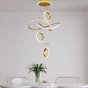 Lustre LED doré de luxe avec télécommande, éclairage décoratif pour chambre à coucher, salle à manger, salon, <span class=keywords><strong>cuisine</strong></span>, luminaire suspendu - Product Image 5