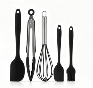 Accessoires de cuisine, 5 pièces, outils de cuisson antiadhésifs, spatules en silicone résistantes à la chaleur - Product Image 1