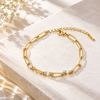 Fabricant de bijoux OEM/ODM, bracelet à clip en acier inoxydable 304L, plaqué or 18 carats PVD, bijoux pour femmes, zircon, logo personnalisé
