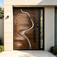 Portes pivotantes d'entrée de villa de luxe moderne, isolation acoustique, alliage d'aluminium, ouverture à battant en bois, surface finie GAAS DS-PD913 5