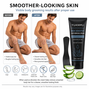 <span class=keywords><strong>Crema</strong></span> <span class=keywords><strong>Depilatoria</strong></span> Suave con Extractos de Plantas, Indolora, para Piel Sensible, para Hombres, Área Púbica, Pecho, Espalda, Brazos, Piernas - Product Image 4