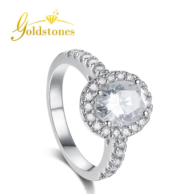 Anello personalizzato in oro bianco reale 18k taglio brillante Moissanite diamante anello di fidanzamento
