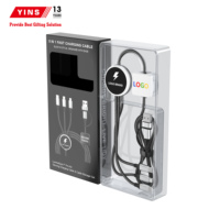 Cable de Carga Multifuncional 5 en 1 con Logotipo Luminoso LED Personalizado, Cable de Carga Rápida Trenzado con Deslizador para Regalos Promocionales Corporativos