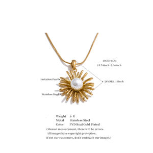 JINYOU 147 Nuevo Collar de Cadena de Eslabones de Moda, Collar de Joyería con Colgante de Flor Margarita Chapado en Oro con Perlas de Imitación Vintage - Product Image 6