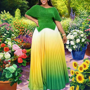 Ensemble décontracté d'été pour femmes Sheen de haute qualité, extensible, <span class=keywords><strong>Miyaki</strong></span>, taille unique, ample, plissé, en mousseline de soie naturelle, longueur au sol - Product Image 3