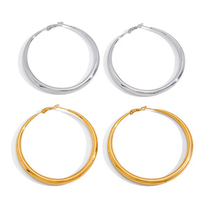 Aros de Acero Inoxidable 18K, Diseño Geométrico Redondo y Liso, para Joyería de Moda - Product Image 5