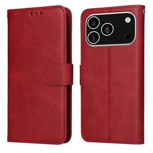 <span class=keywords><strong>เคส</strong></span>หนังแบบพับได้สำหรับ iPhone 18 Pro Max 17 16 15 14 พร้อมช่องใส่บัตร แม่เหล็กในตัว ป้องกันการกระแทก สีแดง - Product Image 2