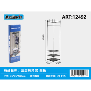 180cm a tre livelli nero moderno appendiabiti da soggiorno ad angolo soluzione per mobili salvaspazio per casa e camera da letto - Product Image 1