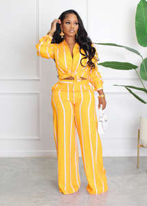 时尚印花条纹衬衫个性街头休闲宽松长袖直筒两件套女式 - Product Image 3