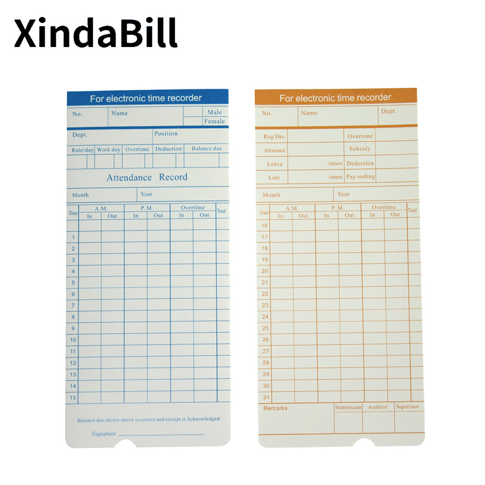 Xindabill, записывающее устройство времени, пробивная карточка, ежемесячная бумажная карточка, офисный персонал, еженедельный посещаемость, оптовая продажа, дешево