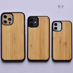 Casing iphone 14 plus, sarung HP kualitas kayu tpu pc pengiriman Aksesori kayu bambu untuk Samsung S21 ultra