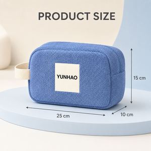 Custom Logo Terry Cloth Cosmetic <b>Bag</b> Soft Zipper Makeup <b>Pouch</b> Portable Travel Toiletry Organizer <b>for</b> <b>Women</b> Wholesale - Product Image 2