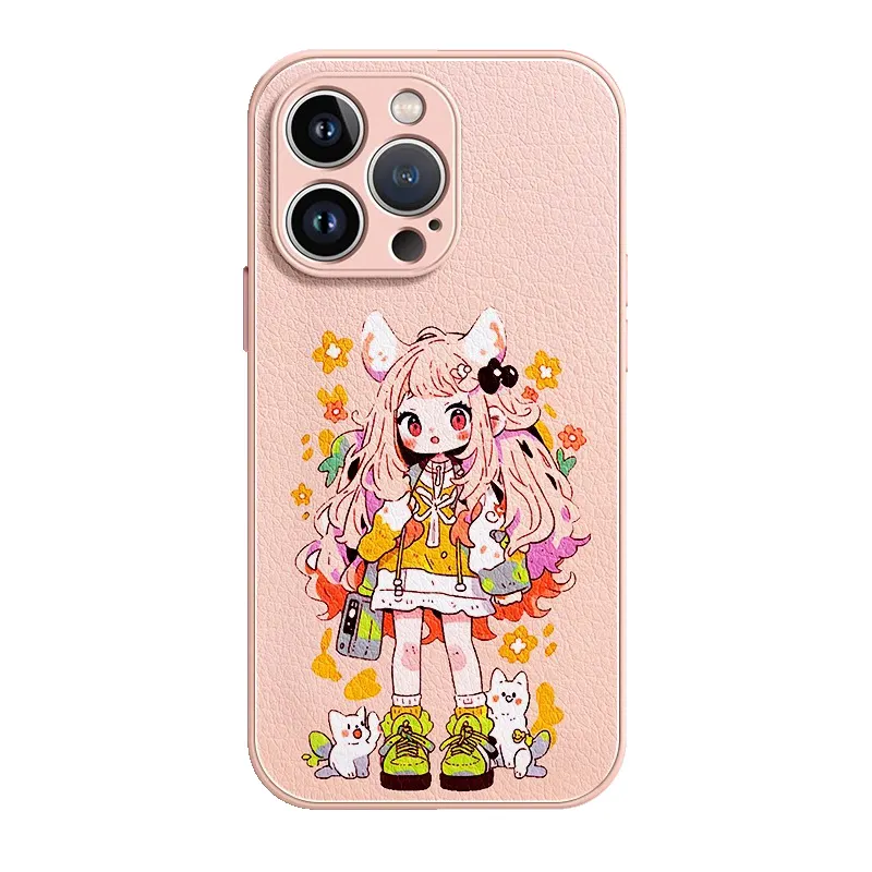 Cartoon girl Young leather case for iPhone 15 pro max mobile phone cover 14 13 12 11 X XS back shell designer women iphone case