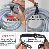 Sangles en nylon 100% noires, réutilisables, auto-adhésives, double face, avec attaches à boucles pour chaussures