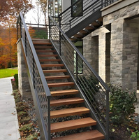 Escalier d'évacuation industriel extérieur en acier, type droit ou en angle, plateforme d'escalier métallique de sécurité pour usine et bâtiment commercial