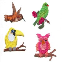 Personnalisé Personnalisé Oiseau Badge Broderie Patch Sergé Tissu Hibou et Perroquet Emblème Entièrement Cousu pour Chapeau Accessoire
