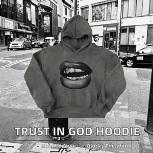 Sudadera con Capucha con Diseño 'Confía en Dios', Poliéster/Algodón, Tejido de Punto, Liso, Informal, Otoño, Envío desde EE. UU., 6 Colores - Product Image 2